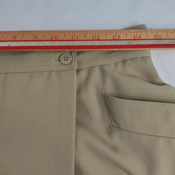 Liz Claiborne Vintage Wool Twill Khaki Button Wrap Skirt EUC Women's Size 12 - Picture 6 of 9